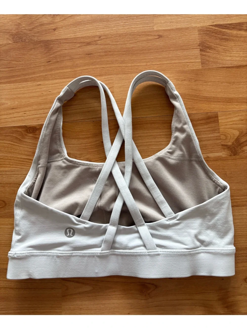 lululemon athletica white and light gray strappy sports bra XS
